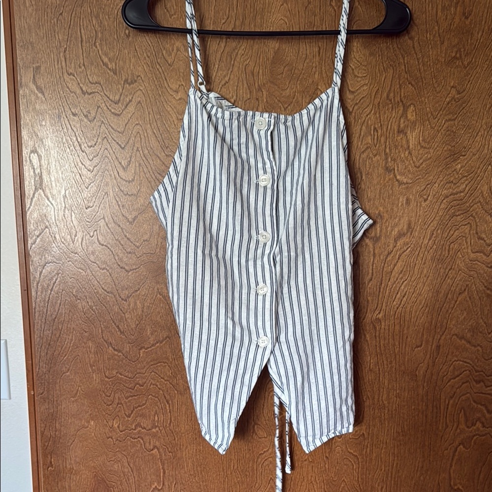 a new day Blue and White Striped Tank Top